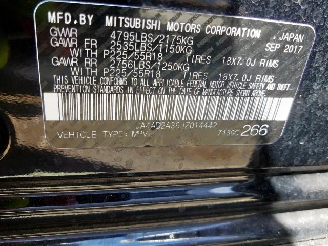 JA4AD2A36JZ014442 - 2018 MITSUBISHI OUTLANDER ES  photo 10