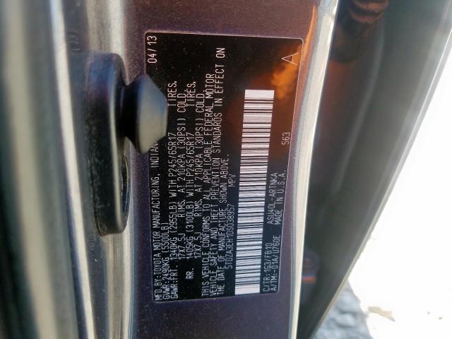 5TDZA3EH1DS038957 - 2013 TOYOTA HIGHLANDER BASE  صورة 10