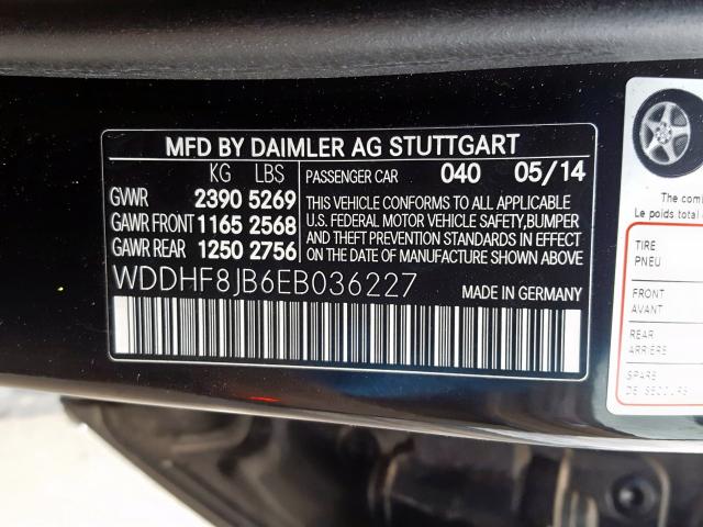 WDDHF8JB6EB036227 - 2014 MERCEDES-BENZ E 350 4MATIC  photo 10