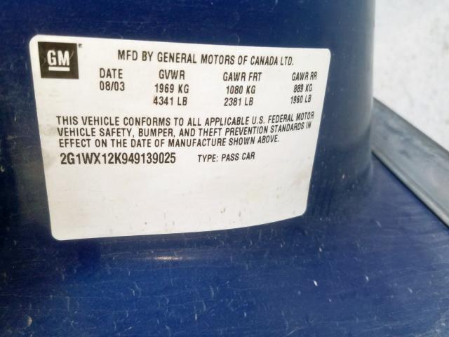 2G1WX12K949139025 - 2004 CHEVROLET MONTE CARLO SS  ფოტო 10