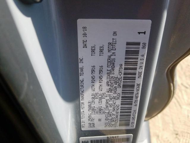 5TFRZ5CN4KX074243 - 2019 TOYOTA TACOMA ACCESS CAB  ფოტო 10