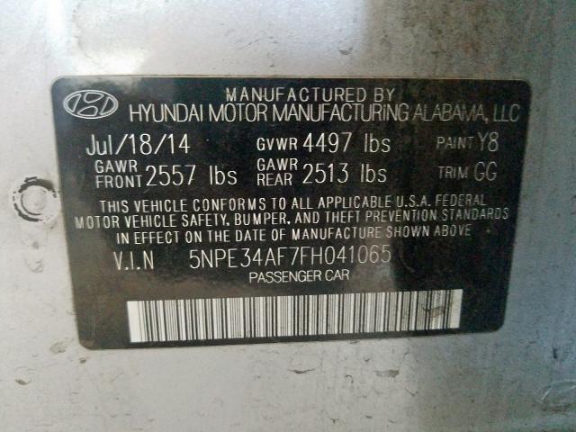 5NPE34AF7FH041065 - 2015 HYUNDAI SONATA SPORT  photo 10