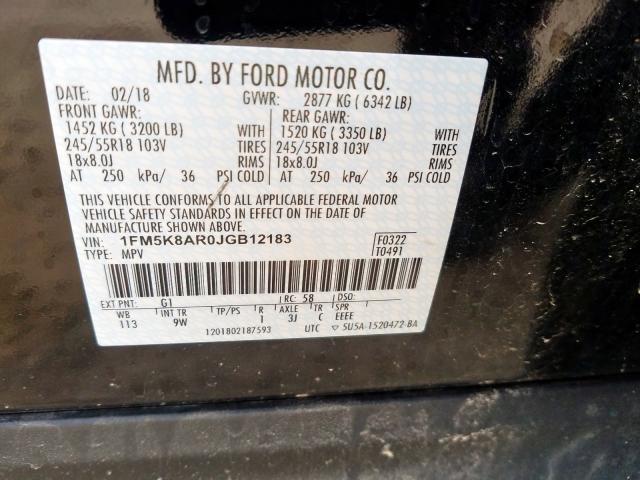 1FM5K8AR0JGB12183 - 2018 FORD EXPLORER POLICE INTERCEPTOR  photo 10