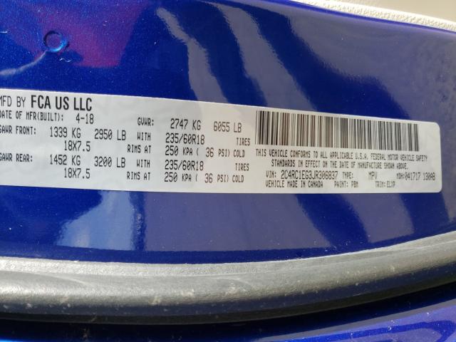 2C4RC1EG3JR306837 - 2018 CHRYSLER PACIFICA TOURING L PLUS BLUE photo 10