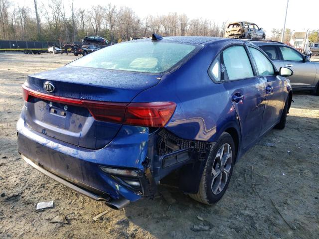 3KPF24AD8ME403654 - 2021 KIA FORTE FE BLUE photo 4