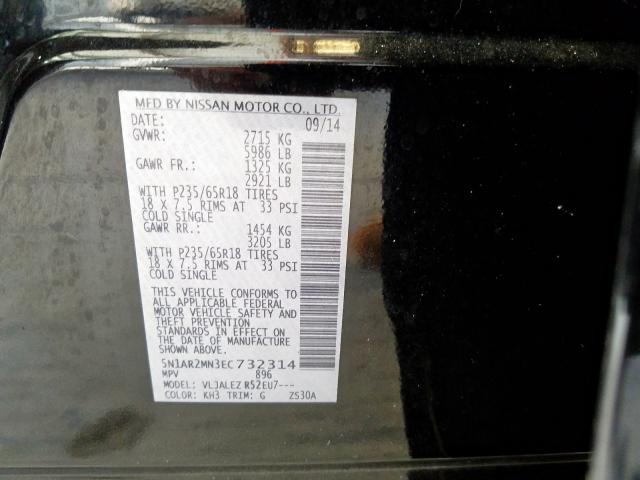 5N1AR2MN3EC732314 - 2014 NISSAN PATHFINDER S  照片 10