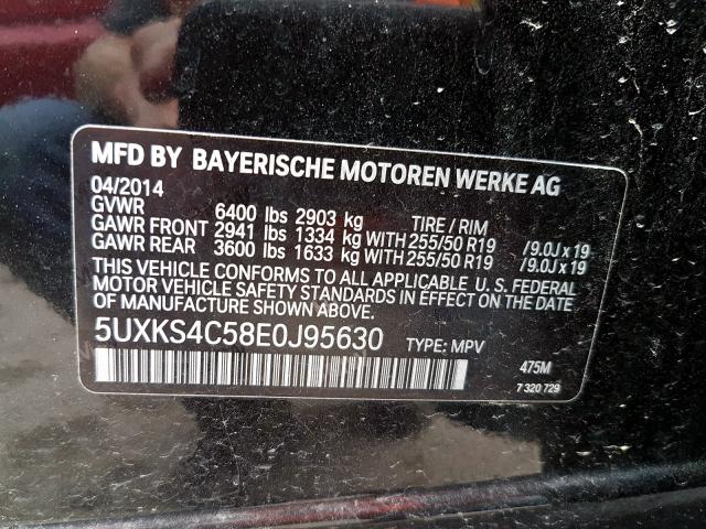 5UXKS4C58E0J95630 - 2014 BMW X5 XDRIVE35D  photo 10