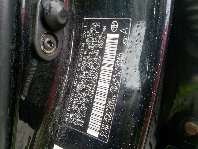 JTDBU4EEXB9135624 - 2011 TOYOTA COROLLA BASE  照片 10