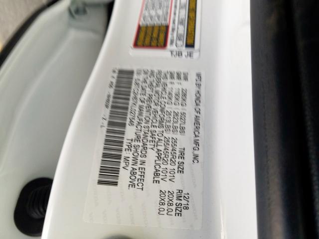 5J8TC2H67KL027546 - 2019 ACURA RDX  photo 10