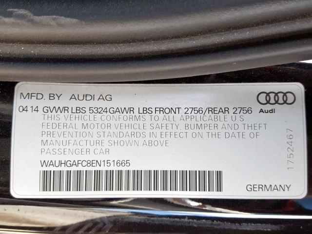 WAUHGAFC8EN151665 - 2014 AUDI A6 PRESTIGE  ფოტო 10