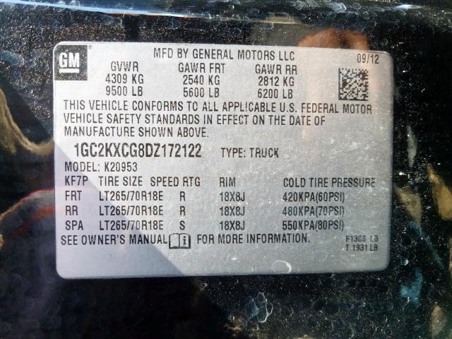 1GC2KXCG8DZ172122 - 2013 CHEVROLET SILVERADO K2500 HEAVY DUTY LT  photo 10