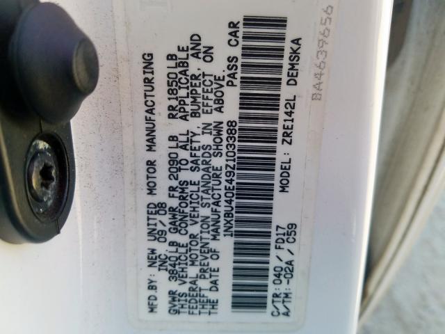 1NXBU40E49Z103388 - 2009 TOYOTA COROLLA BASE  照片 10