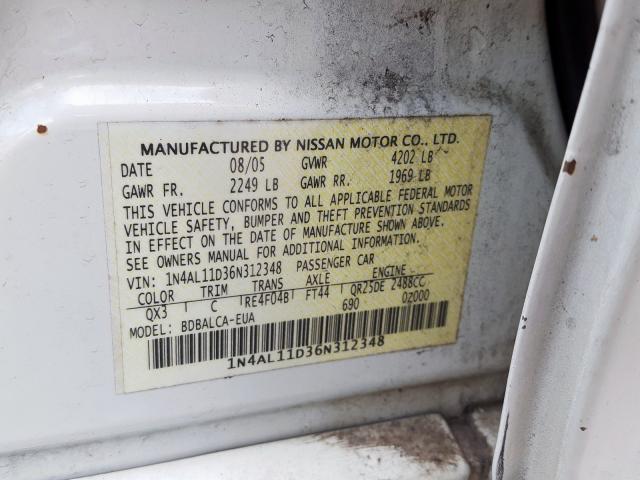 1N4AL11D36N312348 - 2006 NISSAN ALTIMA S  photo 10