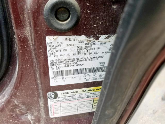 5LMJJ2J55AEJ06996 - 2010 LINCOLN NAVIGATOR  照片 10