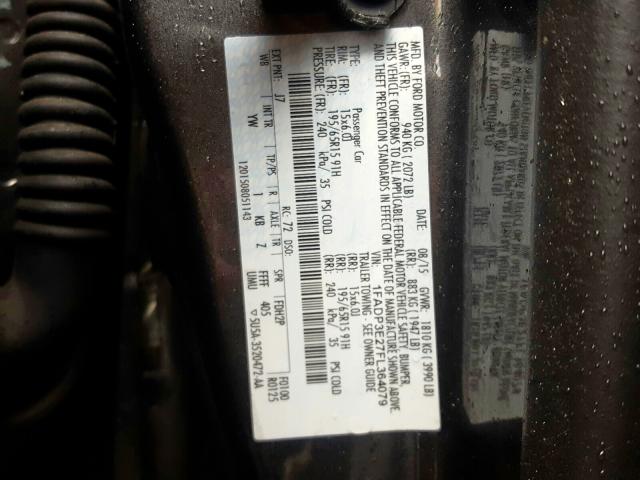 1FADP3E27FL364079 - 2015 FORD FOCUS S  photo 10