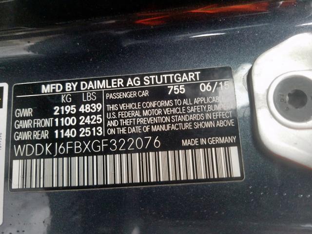 WDDKJ6FBXGF322076 - 2016 MERCEDES-BENZ E 400  photo 10