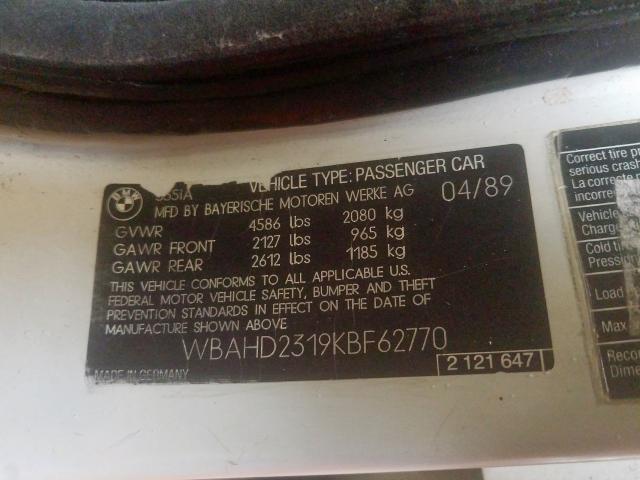 WBAHD2319KBF62770 - 1989 BMW 535 I AUTOMATIC  ფოტო 10