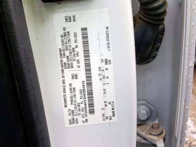 1FD0W4HT2HEB53915 - 2017 FORD F450 SUPER DUTY  photo 10