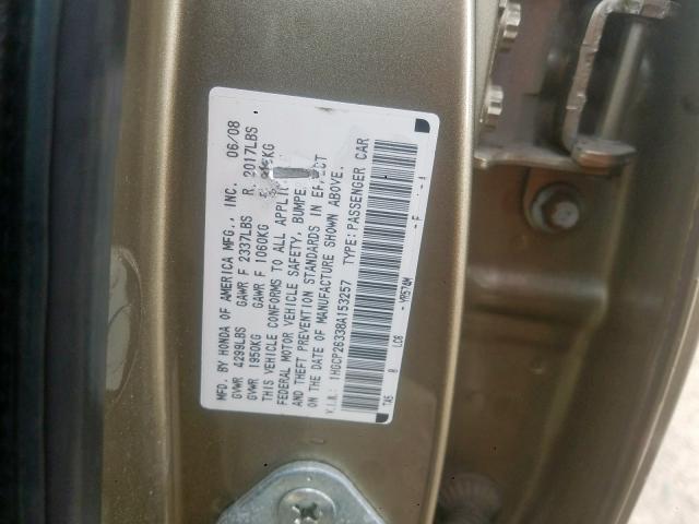 1HGCP26338A153257 - 2008 HONDA ACCORD LX  photo 10