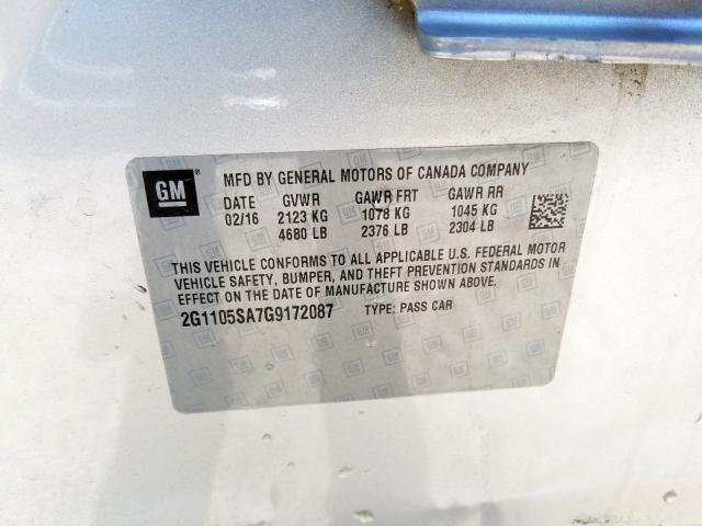 2G1105SA7G9172087 - 2016 CHEVROLET IMPALA LT  照片 10