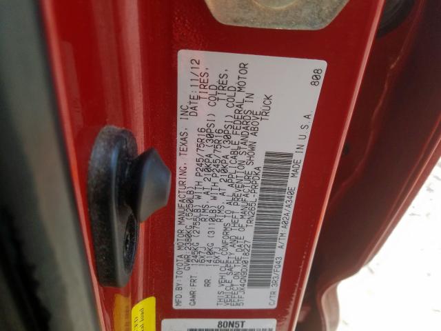 5TFJX4GN9DX018227 - 2013 TOYOTA TACOMA DOUBLE CAB  фото 10