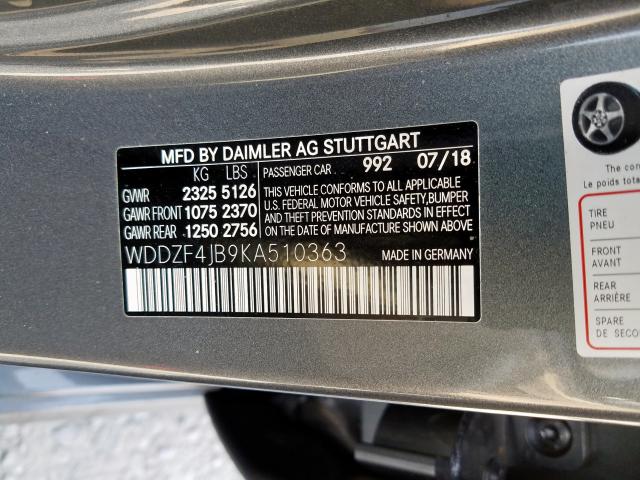 WDDZF4JB9KA510363 - 2019 MERCEDES-BENZ E 300  photo 10