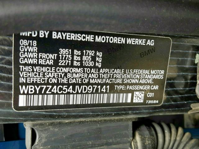 WBY7Z4C54JVD97141 - 2018 BMW I3 REX  photo 10