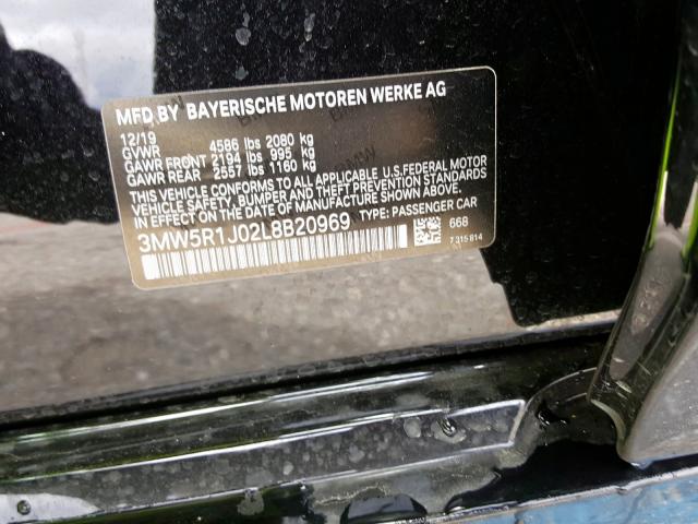 3MW5R1J02L8B20969 - 2020 BMW 330I  photo 10