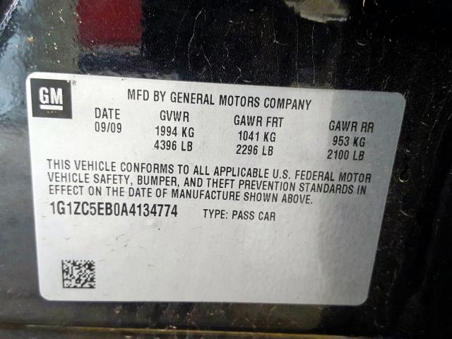 1G1ZC5EB0A4134774 - 2010 CHEVROLET MALIBU 1LT  照片 10