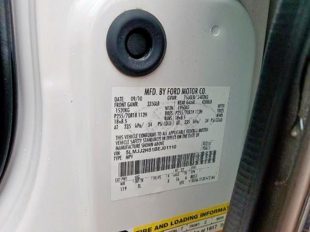 5LMJJ2H51BEJ01110 - 2011 LINCOLN NAVIGATOR  ფოტო 10