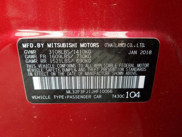 ML32F3FJ1JHF10066 - 2018 MITSUBISHI MIRAGE G4 ES  foto 10