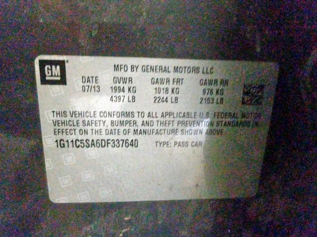 1G11C5SA6DF337640 - 2013 CHEVROLET MALIBU 1LT  照片 10