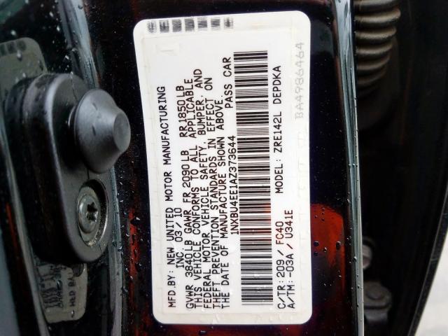 1NXBU4EE1AZ373644 - 2010 TOYOTA COROLLA BASE  photo 10