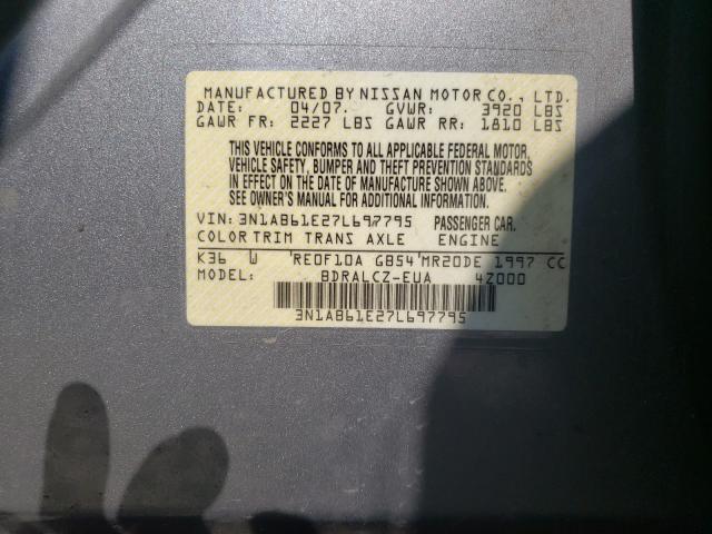 3N1AB61E27L697795 - 2007 NISSAN SENTRA 2.0 GRAY photo 10