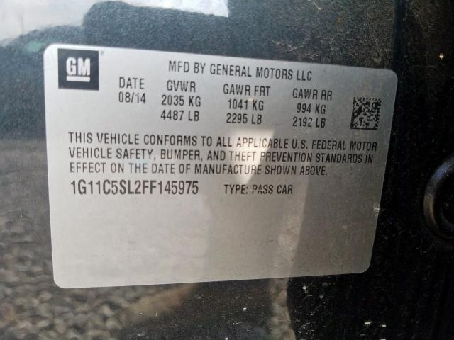 1G11C5SL2FF145975 - 2015 CHEVROLET MALIBU 1LT  照片 10