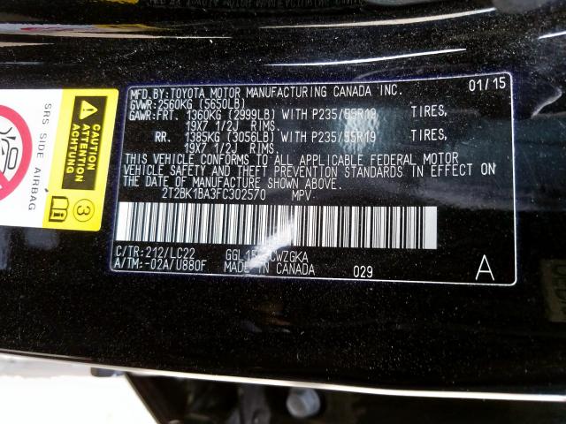 2T2BK1BA3FC302570 - 2015 LEXUS RX 350 BASE  photo 10