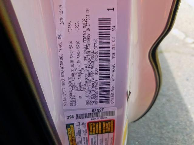 5TFRX5GN7LX174659 - 2020 TOYOTA TACOMA ACCESS CAB  ფოტო 10