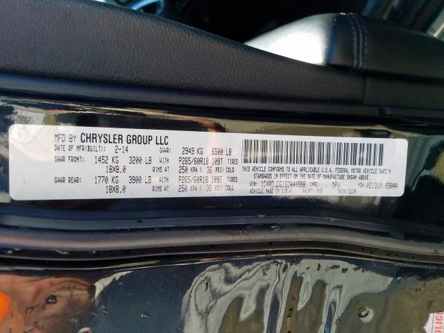 1C4RDJDG1EC444888 - 2014 DODGE DURANGO LIMITED  photo 10