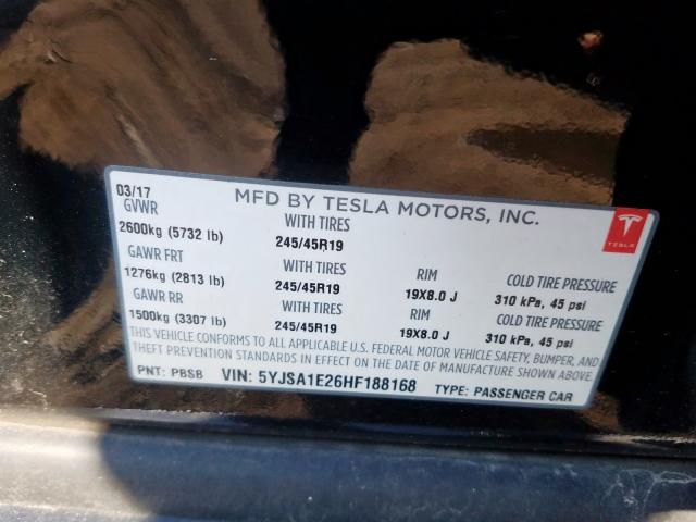 5YJSA1E26HF188168 - 2017 TESLA MODEL S  صورة 10