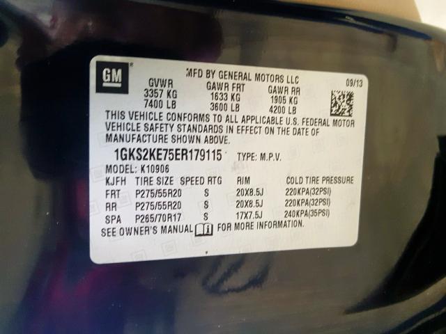 1GKS2KE75ER179115 - 2014 GMC YUKON XL K1500 SLT  photo 10