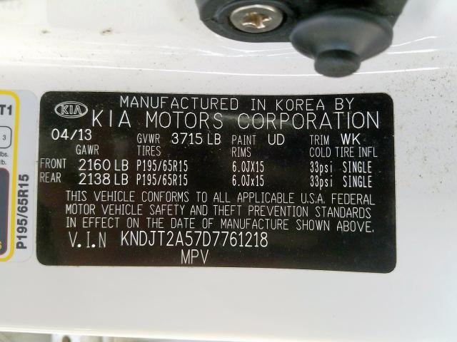 KNDJT2A57D7761218 - 2013 KIA SOUL  photo 10