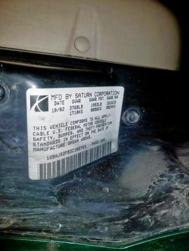 1G8AJ52F83Z108764 - 2003 SATURN ION LEVEL 2  照片 10