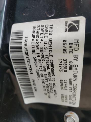 1G8AJ52F25Z175976 - 2005 SATURN ION LEVEL 2 蓝色 照片 10