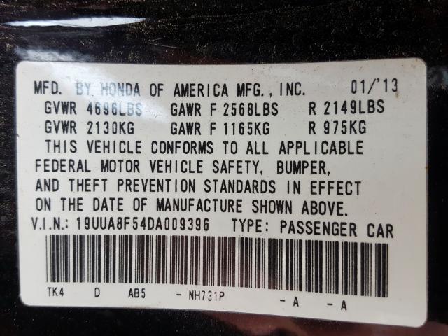 19UUA8F54DA009396 - 2013 ACURA TL TECH  photo 10