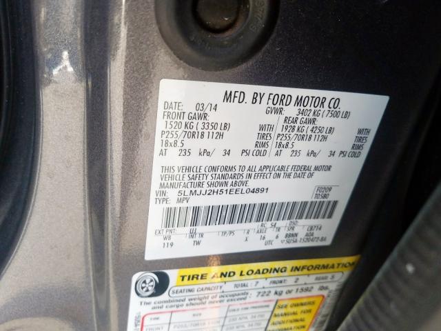 5LMJJ2H51EEL04891 - 2014 LINCOLN NAVIGATOR  照片 10