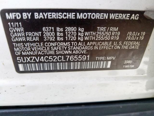 5UXZV4C52CL765591 - 2012 BMW X5 XDRIVE35I  photo 10