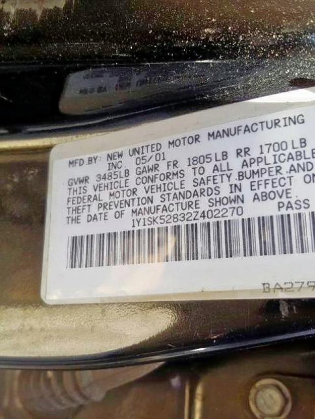 1Y1SK52832Z402270 - 2002 CHEVROLET GEO PRIZM BASE  photo 10