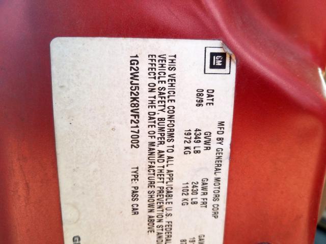 1G2WJ52K8VF217002 - 1997 PONTIAC GRAND PRIX SE 红色 照片 10