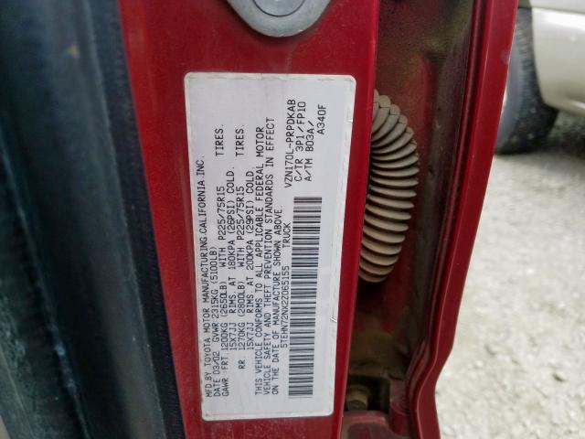 5TEHN72NX2Z065155 - 2002 TOYOTA TACOMA DOUBLE CAB  照片 10