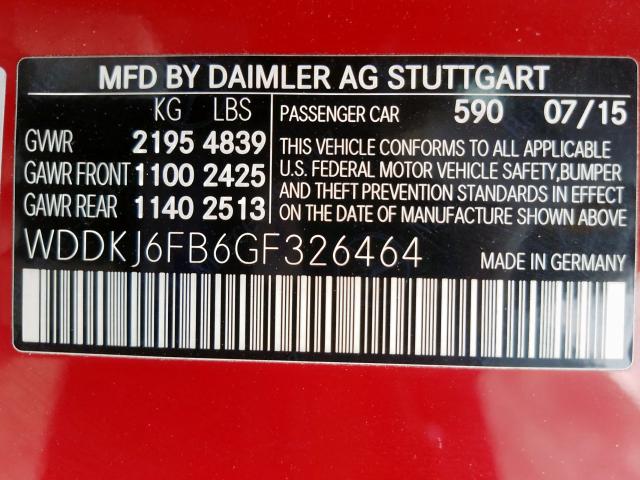 WDDKJ6FB6GF326464 - 2016 MERCEDES-BENZ E 400  photo 10